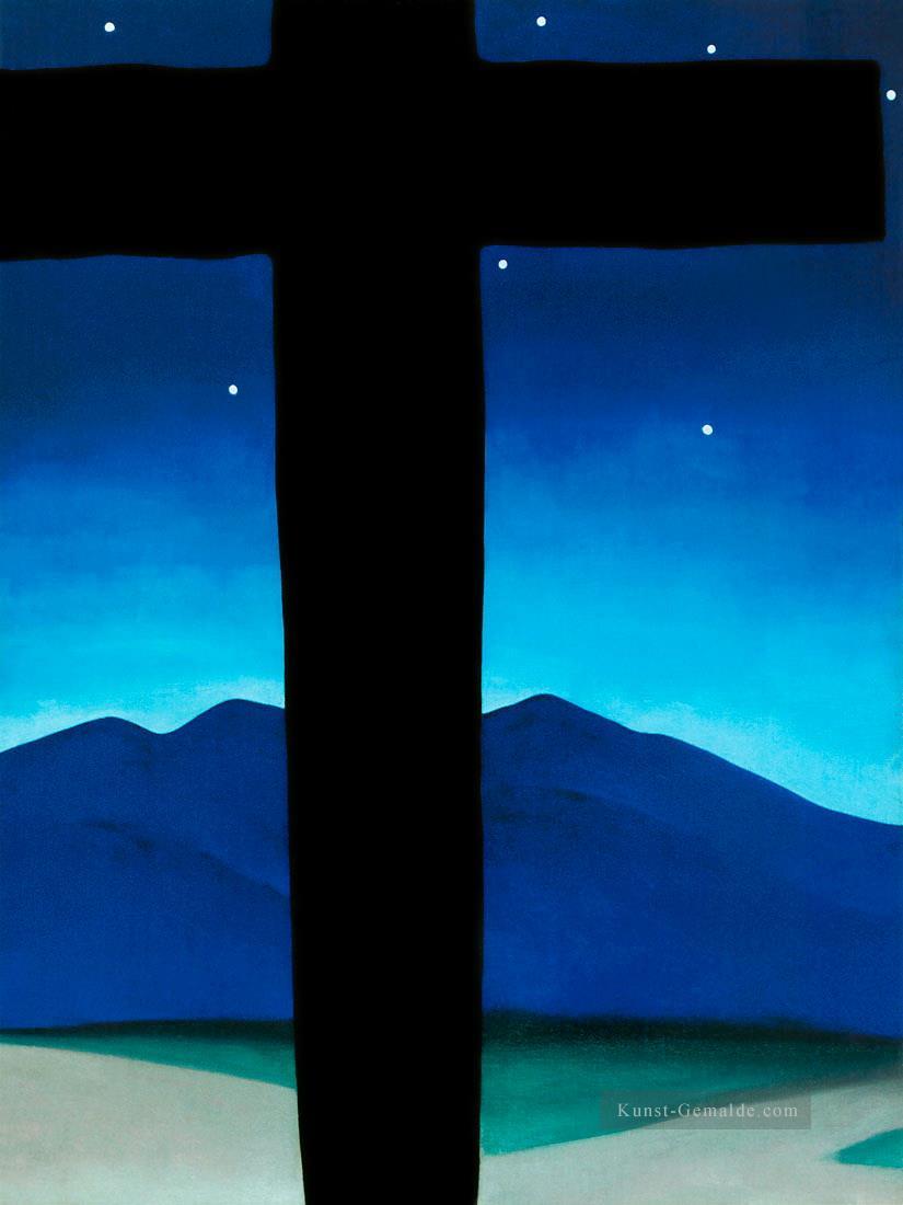 Schwarzes Kreuz mit Sternen und blauem Georgia Okeeffe American modernism Precisionism Ölgemälde